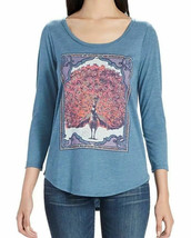 Lucky Brand Ladies&#39; 3/4 Sleeve Crew Neck Graphic Tee, BLUE PEACOAK, S - £15.79 GBP