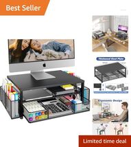 Sleek Black 2-Tier Laptop Stand and Desk Organizer - Perfect for Office ... - $49.45