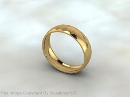 Low Poly Sterling Silver Unique Unisex Handmade Band Ring Jewelry - £45.08 GBP