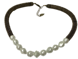 Coldwater Creek White Baroque Pearl and Bronze Necklace - $225.46 MXN