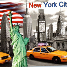 New York City Yellow Cab Statue of Liberty Skyline Postcard Modern USA - £9.43 GBP