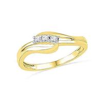 10kt Yellow Gold Womens Round Diamond 3-stone Bridal Wedding Engagement Ring 1/1 - £225.43 GBP