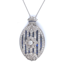 Platinum 2 Carat Diamond and Lab-Created Sapphire Deco Pendant Necklace (#J6378) - $128,986.08 MXN