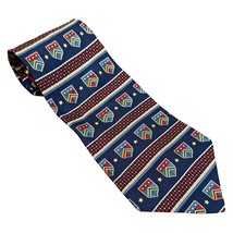 Vintage Tommy Hilfiger Shield Crest Logo 100% Silk Blue Red Stars Tie Ne... - $21.26