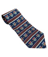 Vintage Tommy Hilfiger Shield Crest Logo 100% Silk Blue Red Stars Tie Ne... - $21.26