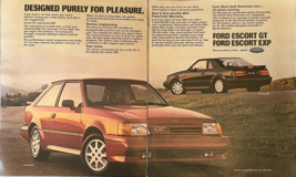 1987 Ford Escort Vintage Print Ad Designed Purely For Pleasure American Car - £11.53 GBP