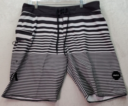 RVCA Board Shorts Mens Size 36 Black White Striped Medium Wash Pocket Dr... - $23.08