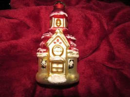 CHRISTMAS ORNAMENT CHURCH w/white glittered snow accents on red roof  (ebay4 #4) - £7.78 GBP