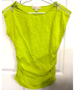 Michael Kors Lime Green M Women Drawstring Sides Zipper Top Shirt - $27.15 CAD