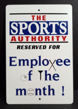 Sports Authority Employee of the Month Authentic Metal Sign 18&quot;h x 12&quot;w c1990s - £103.60 GBP