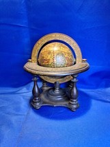 Vintage Old World Atlas Globe Spinning Wooden Antique Style Brown Made I... - $37.39