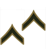 USMC Marine Corps Chevrons Green on Khaki E-2 Private First Class PFC FE... - $7.97 CAD