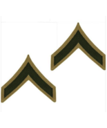 USMC Marine Corps Chevrons Green on Khaki E-2 Private First Class PFC FE... - £4.59 GBP