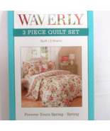 Waverly Forever Yours Spring Pink Floral 3-PC Scalloped King Quilt Set - $220.00