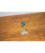 Clear &amp; Blue Glass Flower Miniature Figurine 1.75&quot; - €6,84 EUR
