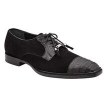 Belvedere Capitano Genuine Oiled Caiman Crocodile Italian Suede Black R103 image 9
