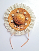 NEW Handmade Straw Hat Flowers, Lace, Ribbon Decorative Wall Hanging Hom... - $7.91
