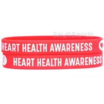 2 of Heart Health Awareness Wristbands - Red Debossed Silicone Bracelets ❤ - £5.44 GBP