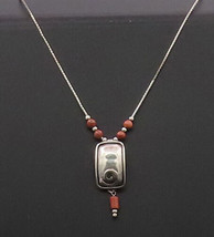 SILPADA 925 Silver - Vintage Carved Solid Pendent Goldstone Necklace - NE4104 - £39.87 GBP