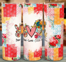 Pioneer Woman Peace Love Patchwork Cup Mug Tumbler 20oz - £15.68 GBP