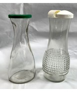 2 Vintage Good Seasons Diamond Glass Cruet 1 Envelope Size + Green Lid C... - £23.70 GBP