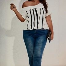 Plus Size Women’s Casual LOVE Letter Print Top w/ Shoulder Cutouts (Size... - $14.01