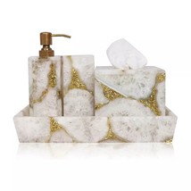 White Rock Quartz Stone Bathroom Set with 4 Pecs Tissue Holder &amp; Vanity ... - $924.19 CAD