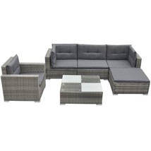 Outdoor Garden Patio Poly Rattan 6 Piece Corner Furniture Lounge Set Cus... - $572.01+