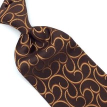 Zilli Italy Tie Vivid Brown Tan Abstract Geometric Luxury Necktie Silk W... - £70.95 GBP