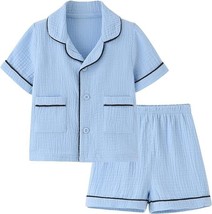 Kids Button Up Pajamas Summer Pjs for boy - 6-7 Years - £11.45 GBP