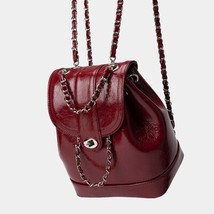 Women Korea Autumn Winter Mini Chains Backpack Female Ins Student Oil  Leather   - £83.29 GBP