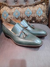 Handmade Men&#39;s Tassel Loafer Green Cowhide Leather Moccasins Dress Forma... - €111,47 EUR+