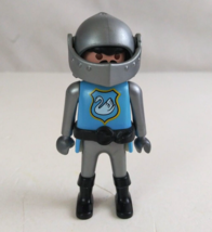 1993 Geobra Playmobile Medieval Blue Swan Knight 2.75&quot; Toy Figure - $11.63