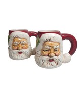 Vintage 1996 Santa Claus Coffee Cup Display Set of 2 Hand Painted Holida... - £37.17 GBP