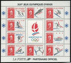 FRANCE Sc # b639 Winter Olympics Albertville Mini SS of 10 MNH (1992)Semi-Postal - £6.47 GBP