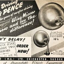 1954 Wingard Wing Mirror Vehicle Safety Sussex Advertisement Automobilia... - $28.01 CAD