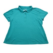 Croft Barrow Shirt Womens L Teal Short Sleeve Collared Stretch Basic Polo - £18.18 GBP