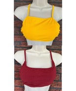 2 Bathing Suit Tops Medium Xhilaration Yellow Rust Padded Bra Halter Ban... - £6.81 GBP