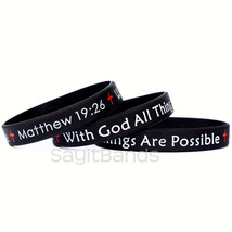 3 With God All Things Are Possible Wristbands Matthew 19:26 Silicone Bra... - $185.45 MXN