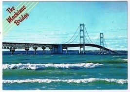 Michigan Postcard The Mackinac Bridge Lakes Michigan and Huron - £1.63 GBP