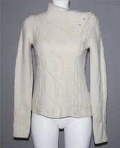 Tommy Hilfiger Ivory Gold Metallic Thread Angora Blend Turtleneck Sweater Wms S? - £26.13 GBP