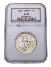 1926-S 50C Oregon Commemorative Half Dollar Graded by NGC as MS65 - $499.87 CAD