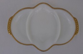 Fire King Vintage Oven Ware Gold Trimmed 3 Section  Oval  Relish  / Pickle  Tray - £7.95 GBP