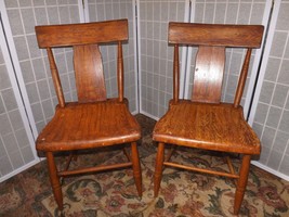 Pair of Antique Grained Painted Chairs Faux Grain 1870&#39;s Era American Cottage - £87.44 GBP