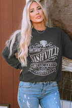 Black Nashville Music City Corded Graphic Sweatshirt - £27.76 GBP