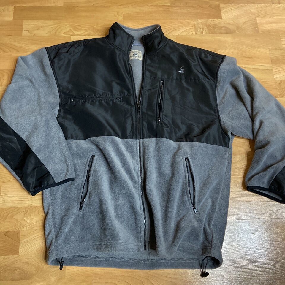beverly hills polo club jacket Black & Gray Mens X-Large Fleece Full Zip Up - £11.85 GBP