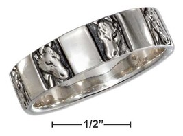 Sterling Silver Horse Head Band Ring - £95.68 GBP