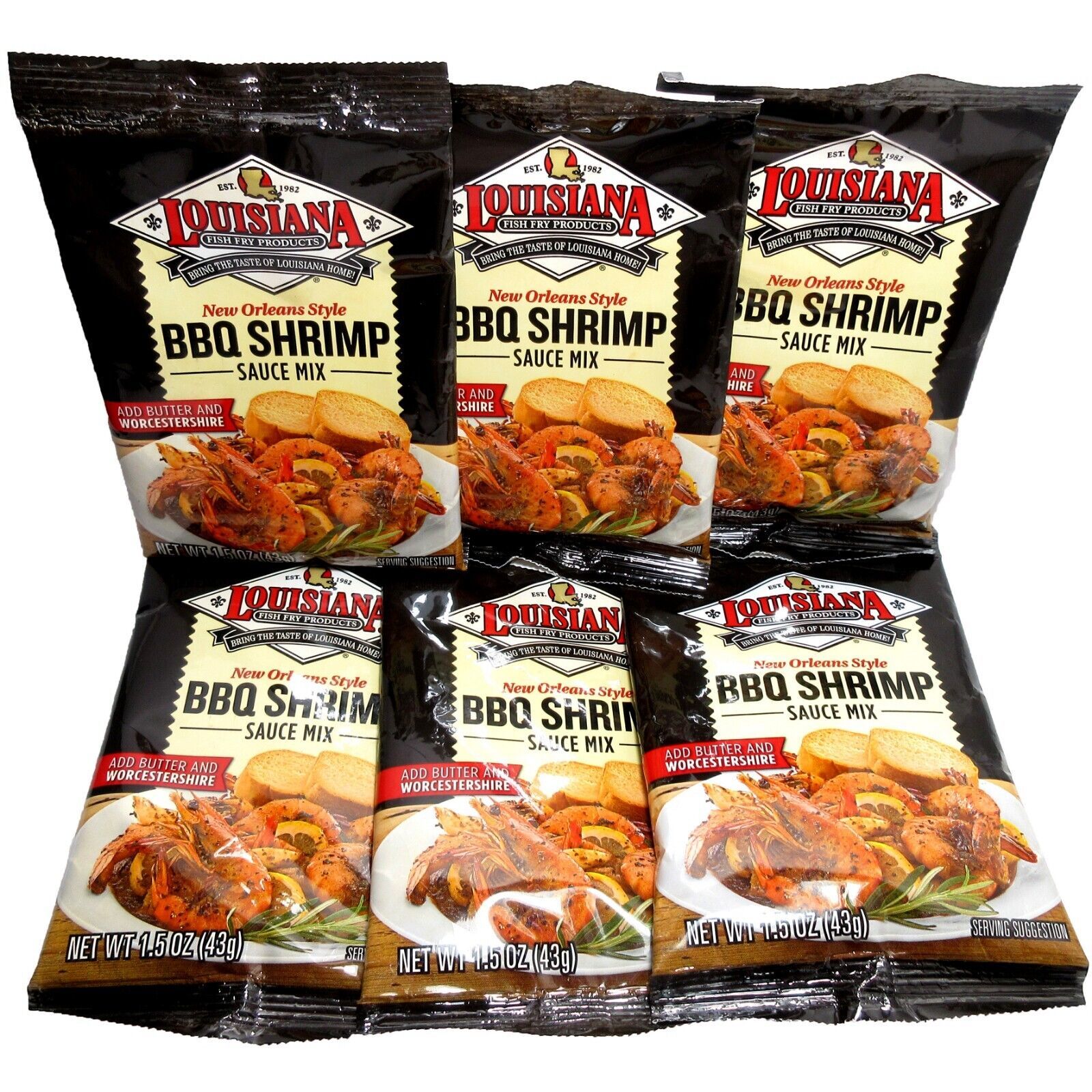 (6) Louisiana Fish Fry New Orleans Style BBQ Shrimp Sauce Mix - 1.5 oz each - $19.95