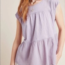 Anthropologie Lavender Boho Minimalist Kirby Babydoll Top Women’s M Blouse Shirt - £26.80 GBP
