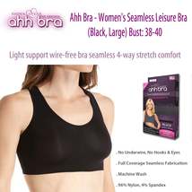 Ahh Bra - Women&#39;s Seamless Leisure Bra (Black, Large) Bust: 38-40 - £5.49 GBP